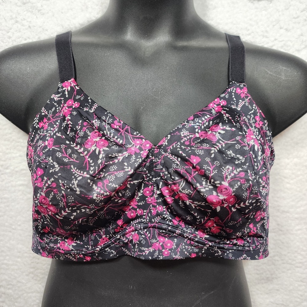 Catherines Intimates Black Pink Floral Full Coverage Underwire Bra